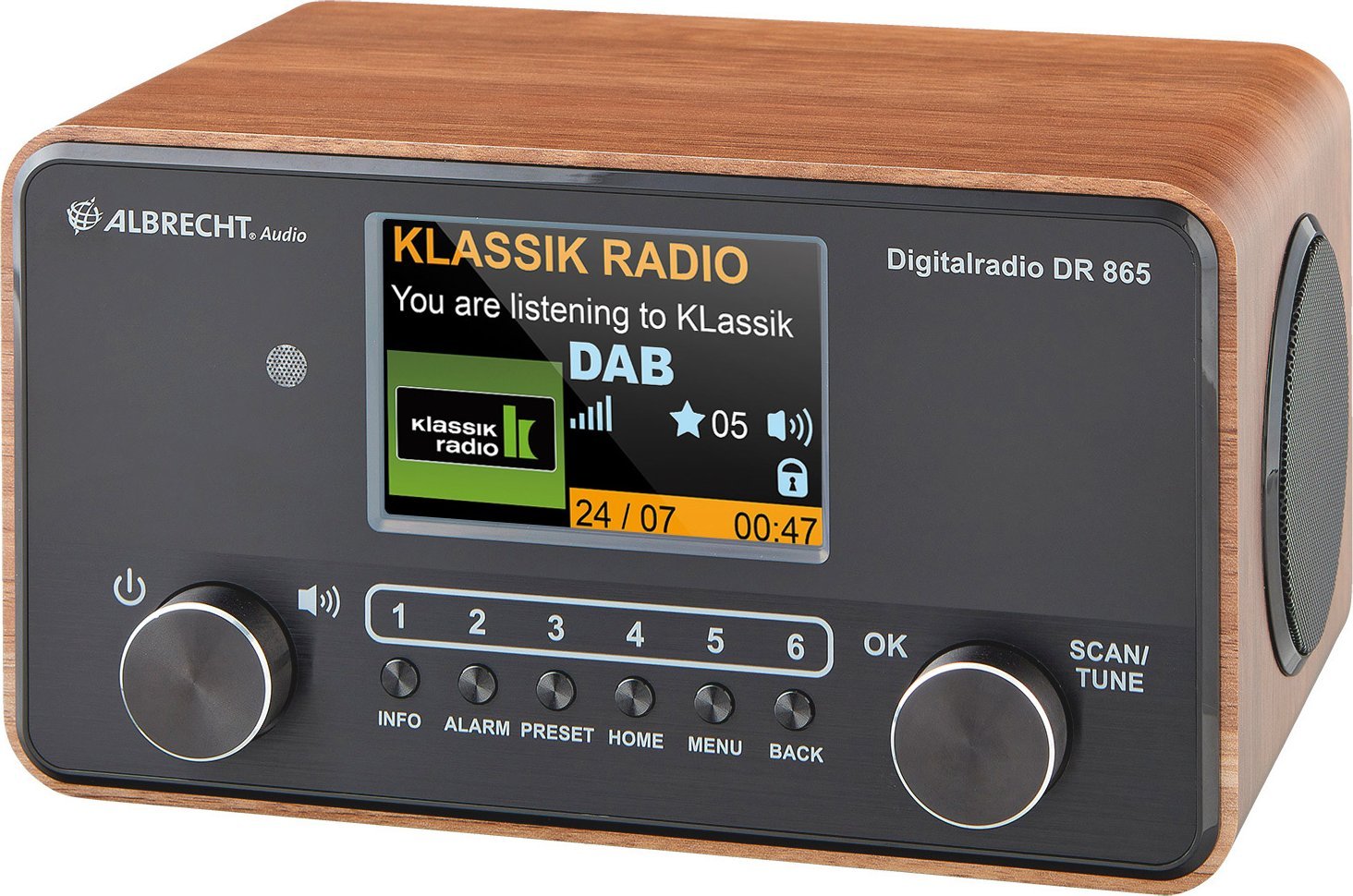 Radio digjitale Albrecht DR 865 Senior, DAB+ FM, 14W, dru e zezë