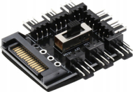 Hub kontrollues për flladitës dhe RGB Barrow, 7 porta, PWM 3 pin 4 pin, i zi