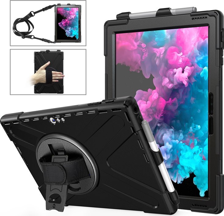 Mbulesë tableti eStuff Microsoft Surface Pro, 12.3", me kënd qëndrimi, e zezë