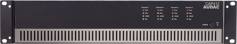 Përforcues audio Audac CAP412, 4 kanale, Class D 100V, i zi