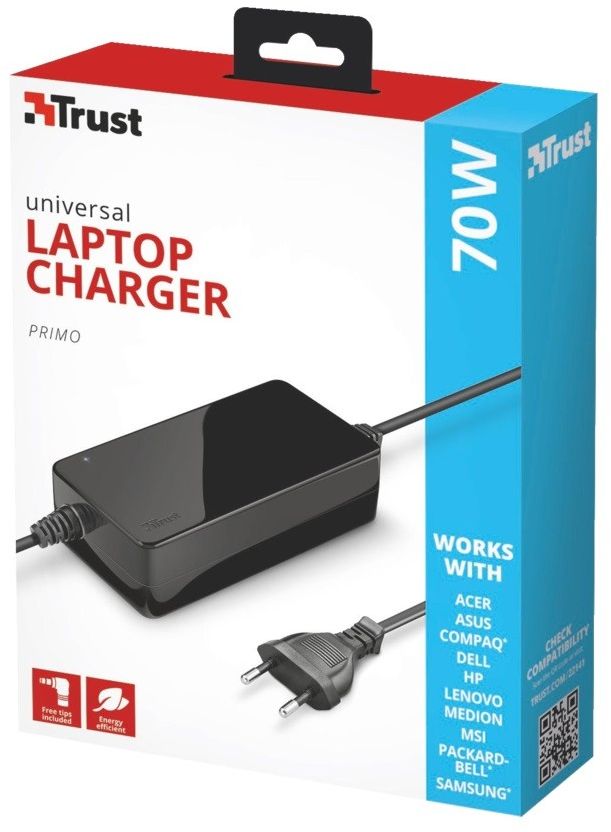 Adaptues energjie për laptop Trust Primo 70W, 20V, 3.6A, i zi