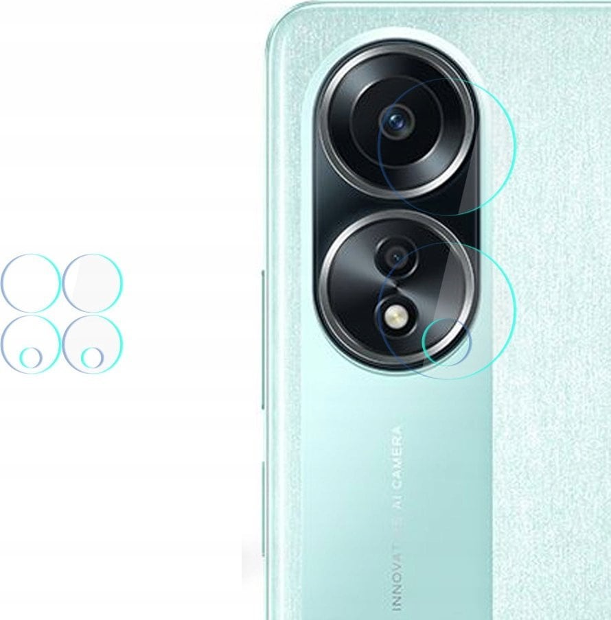 Mbrojtës lente 3MK për Oppo A58 4G, xham hibrid, set 4 copë, transparent