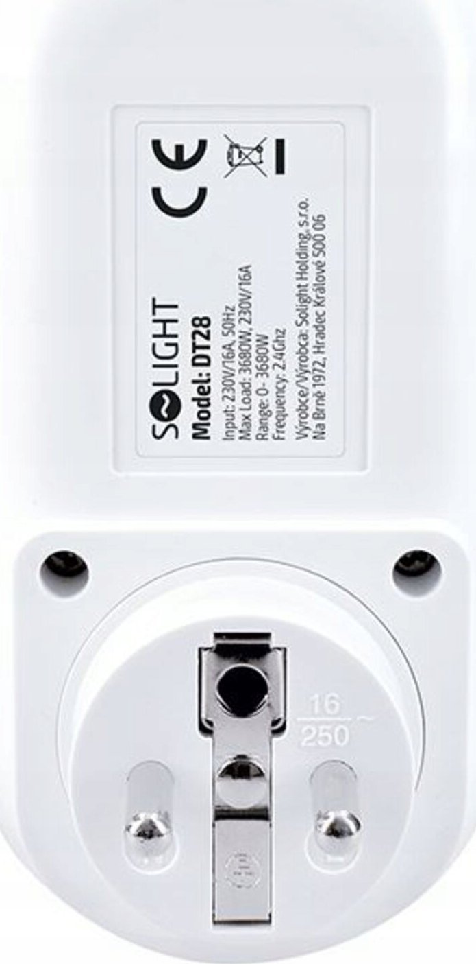 Prizë inteligjente Solight DT28, WiFi 2.4 GHz, matës i konsumit të energjisë, e bardhë