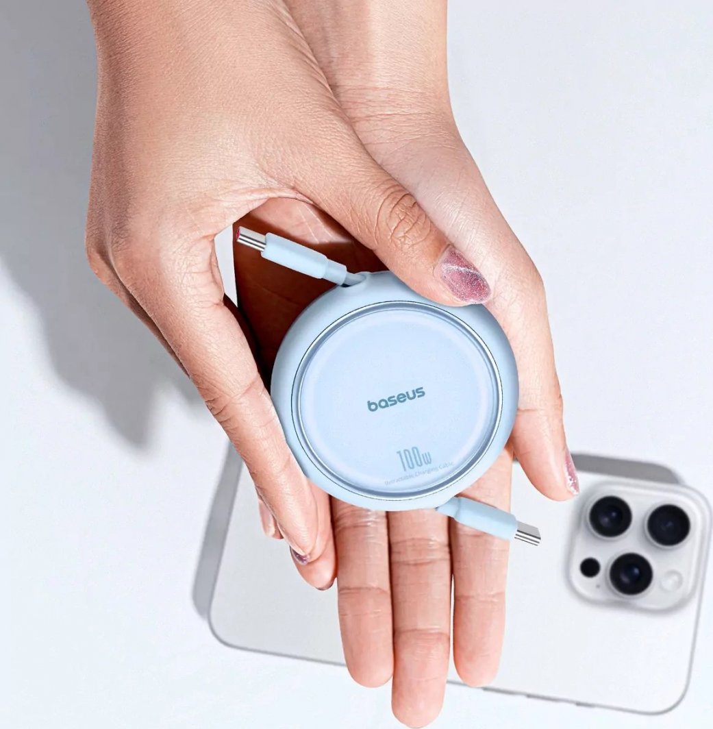 Kabllo USB C në USB C Baseus Free2Draw Mini, 1 m, 100W, i kaltër i hapur