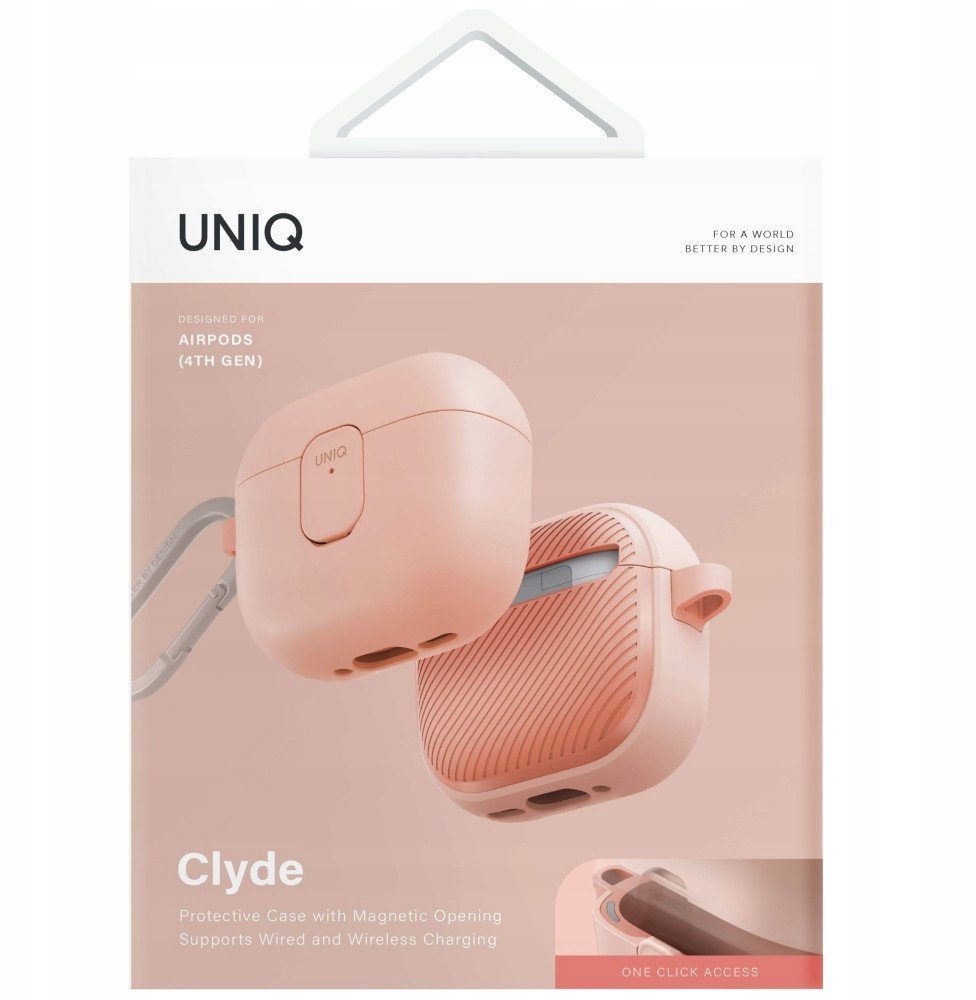 Mbulesë mbrojtëse Uniq Case Clyde për AirPods 4, TPU PC, me kapak karikimi, rozë