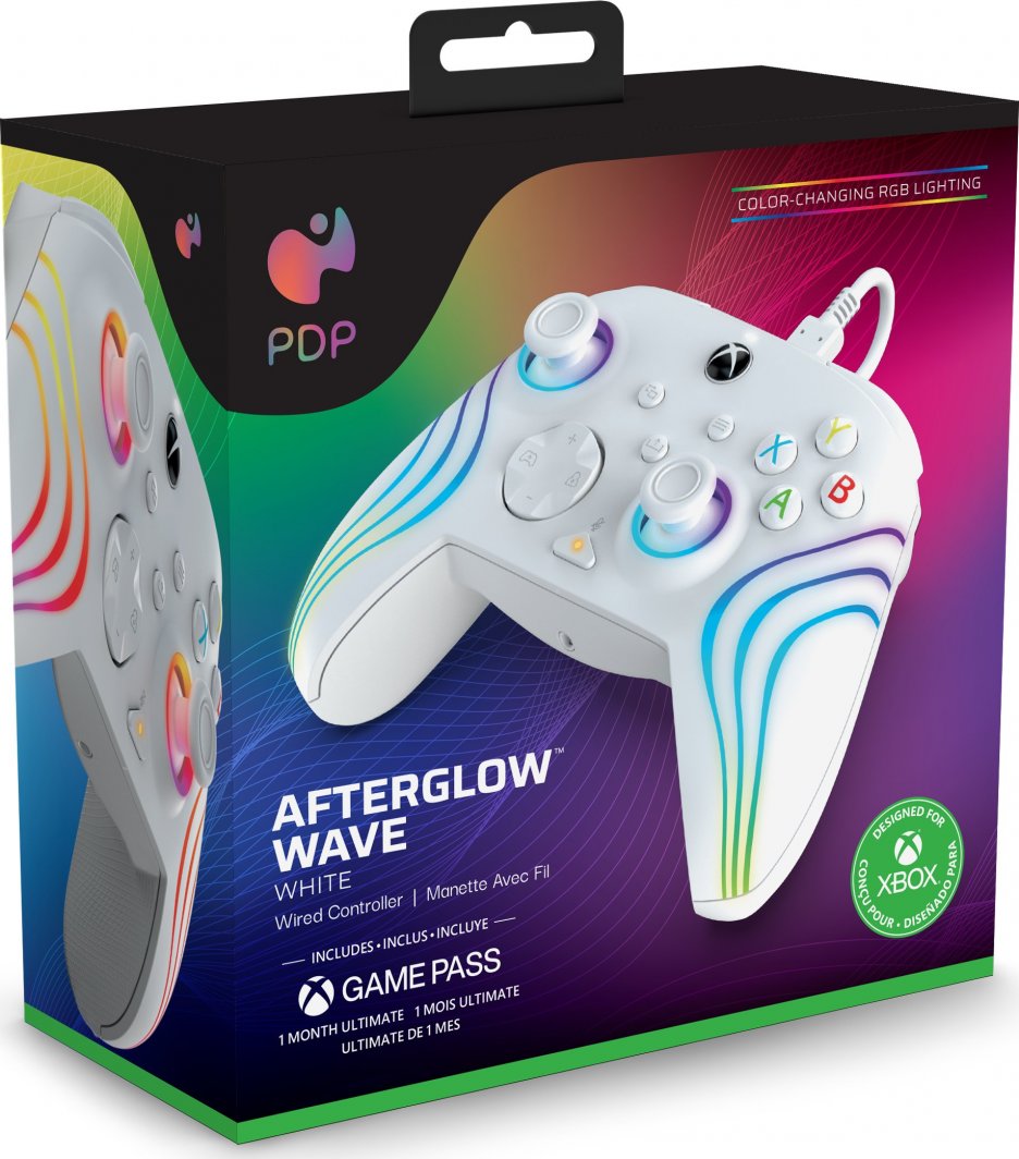Kontroller PDP XS Afterglow WAVE, me kabllo, i bardhë