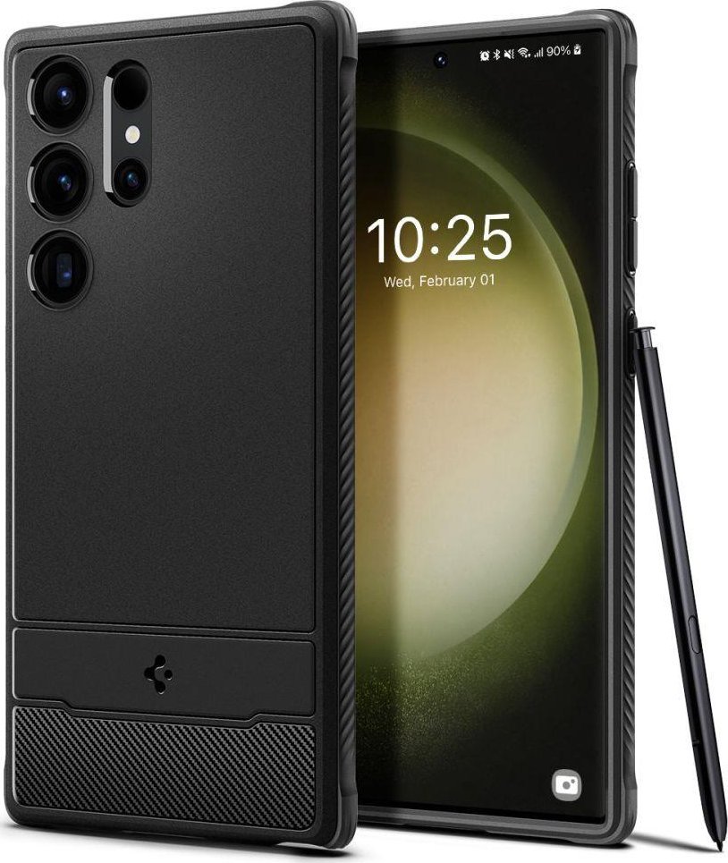 Mbulesë telefoni Spigen Rugged Armor për Samsung Galaxy S23 Ultra, TPU, mbrojtje nga goditjet, e zezë mat