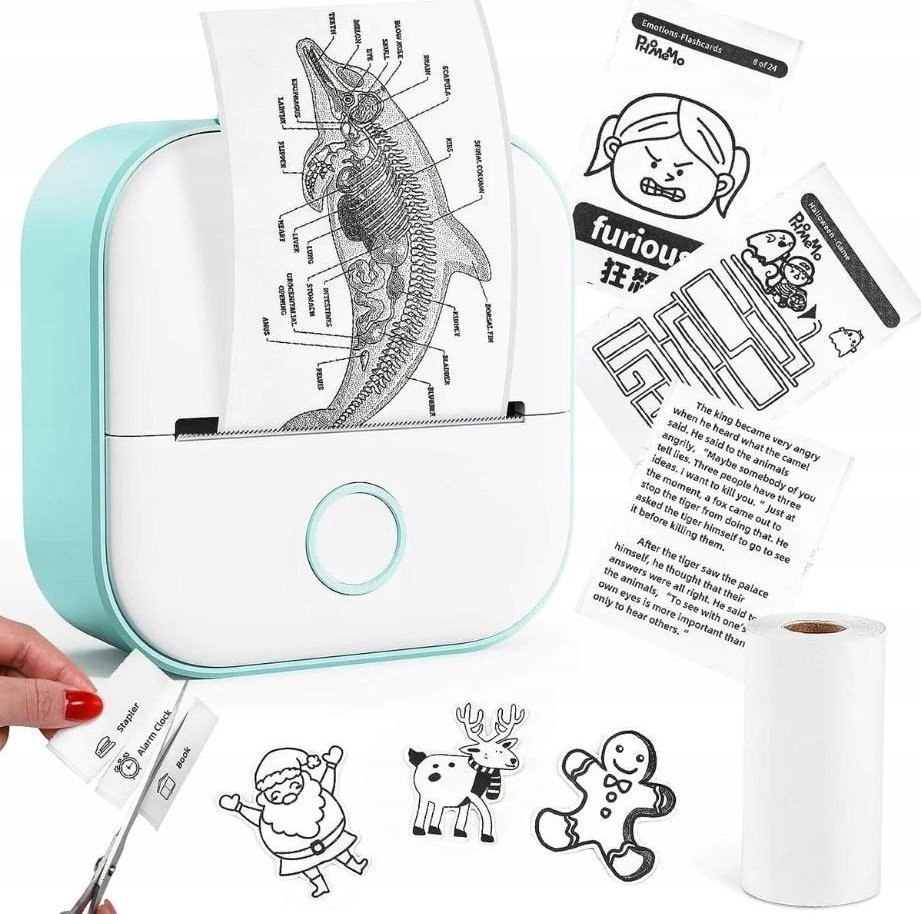 Printer termik portativ Phomemo T02, Bluetooth, 203 DPI, i bardhë jeshil