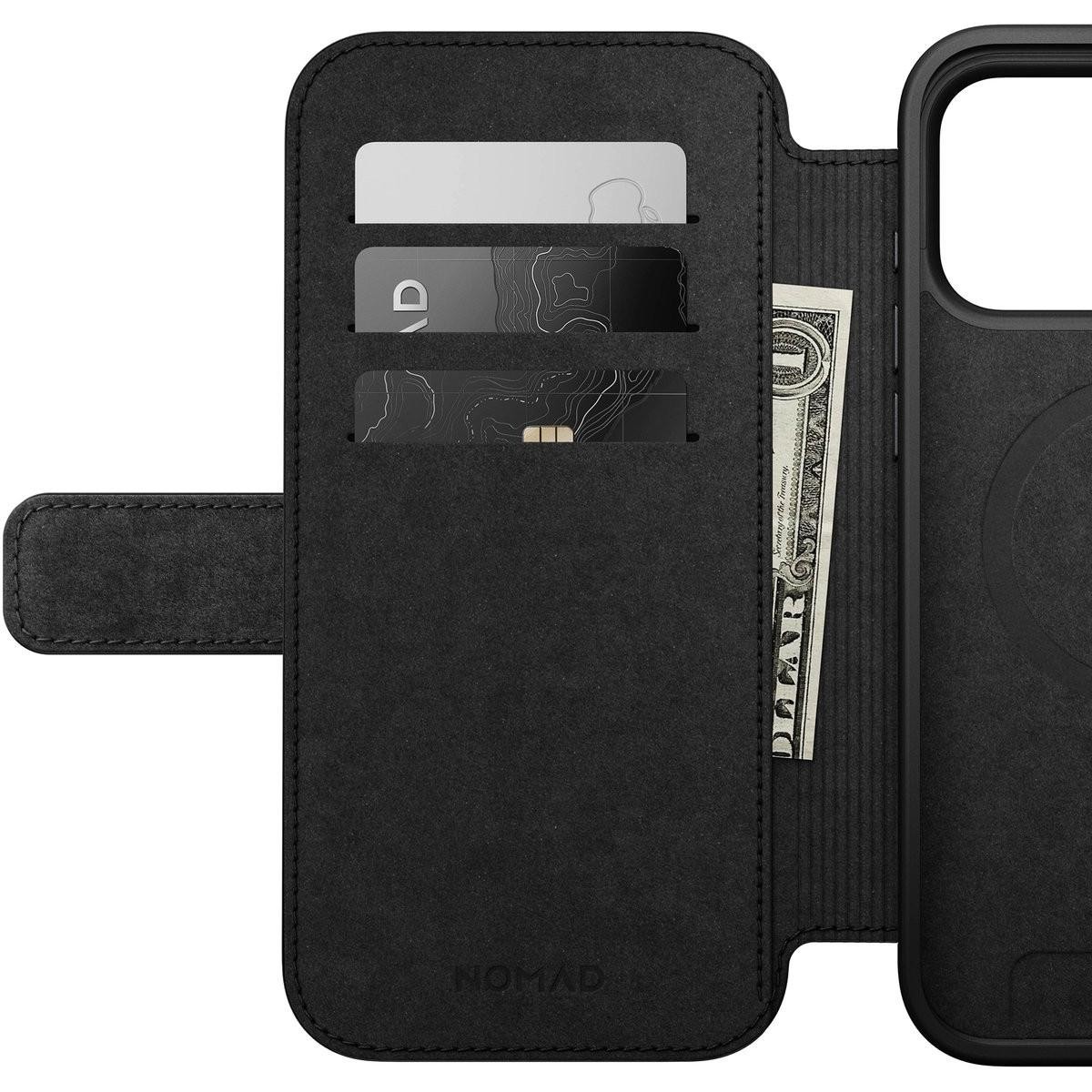 Футрола-портфел Nomad Modern Leather Folio за iPhone 17 Pro Max, кожа full grain, MagSafe, кафеава