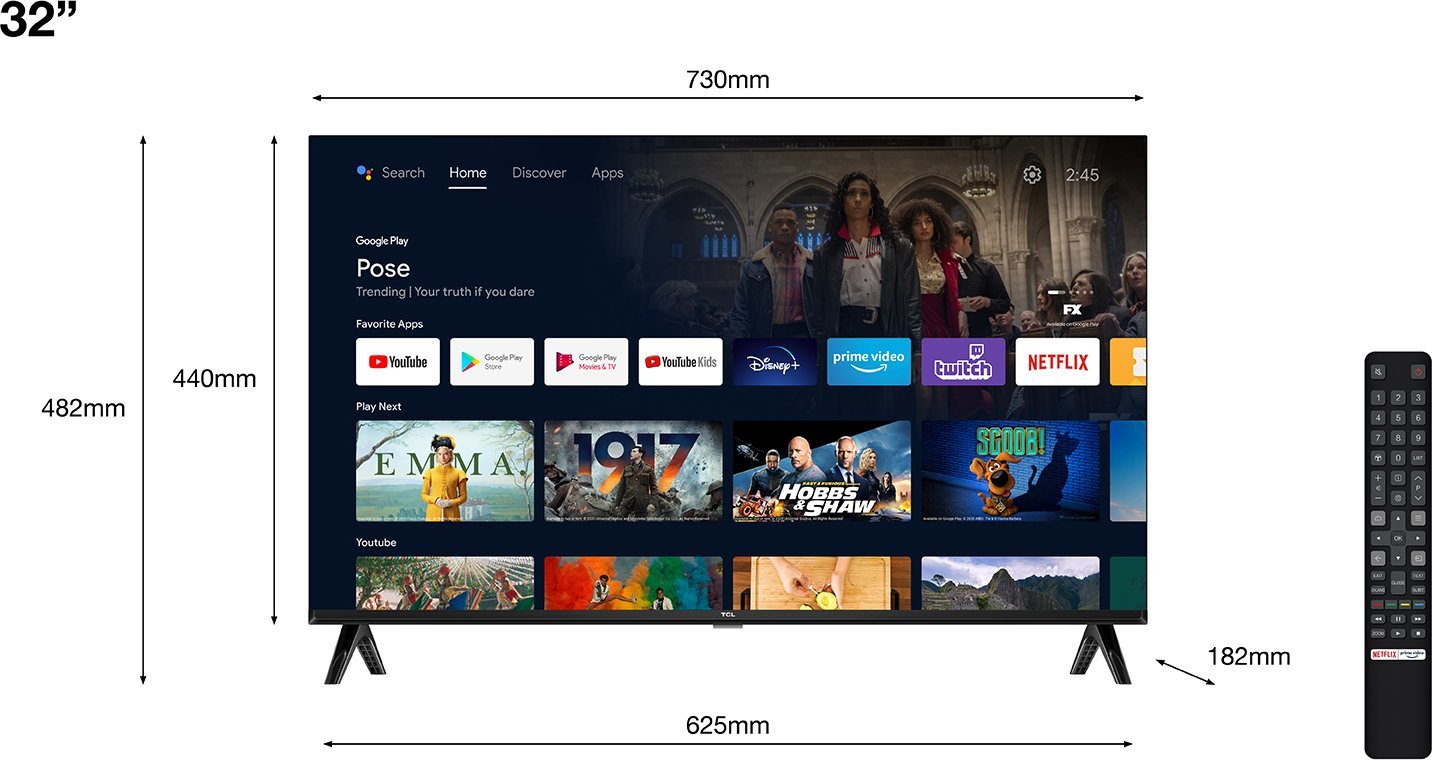 [OUTLET] Televizor TCL S54 32S5400AF, 32", Full HD Smart TV, argjendtë