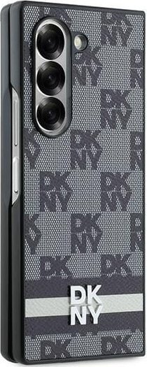 Mbulesë telefoni DKNY PU Leather, për Samsung Galaxy Z Fold6, me dizajn me kuadrate dhe vija, e zezë