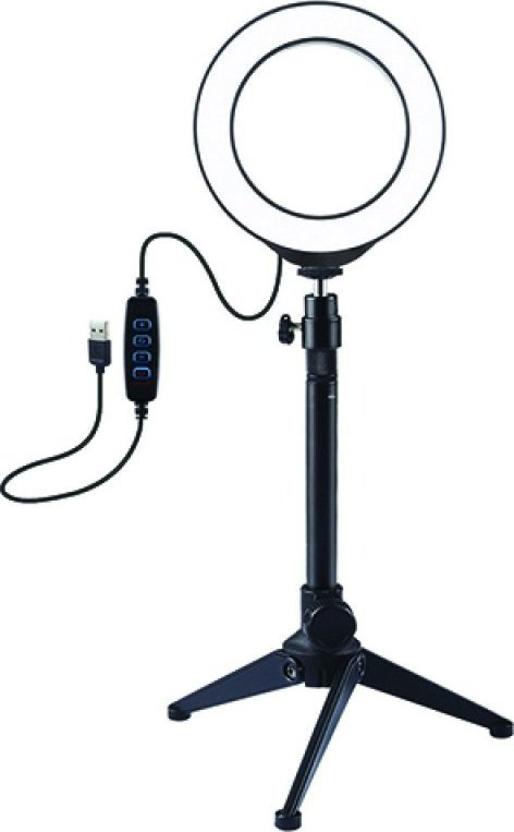 Unazë drite LED me tripod tavoline, 12cm, USB, e bardhë