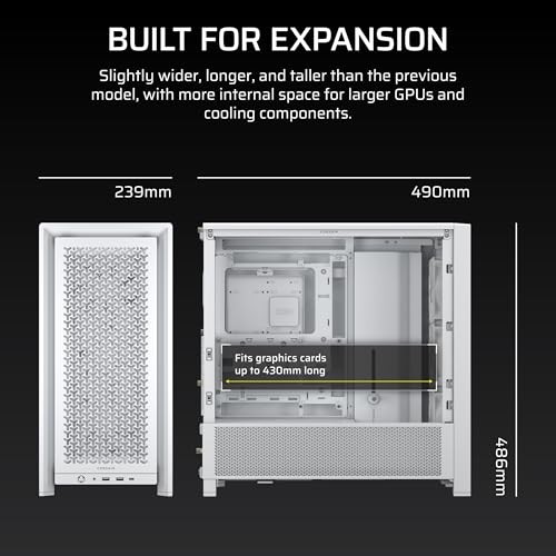 Kase PC CORSAIR FRAME 4000D RS ATX Mid Tower, 3 ventilatorë PWM, e bardhë