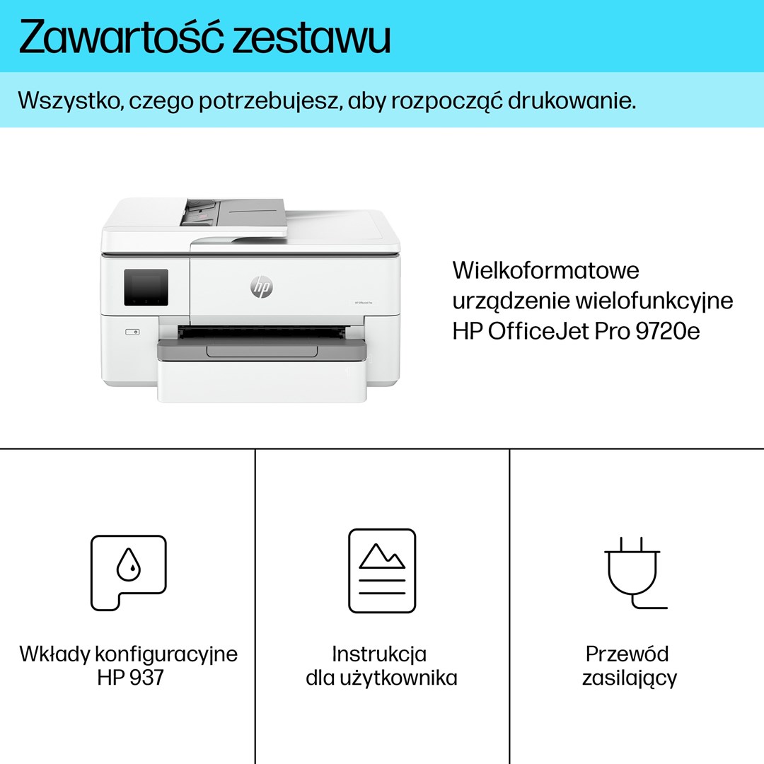 Printer HP OfficeJet Pro 9720e, A3, Inkjet, Wi-Fi, i bardhë