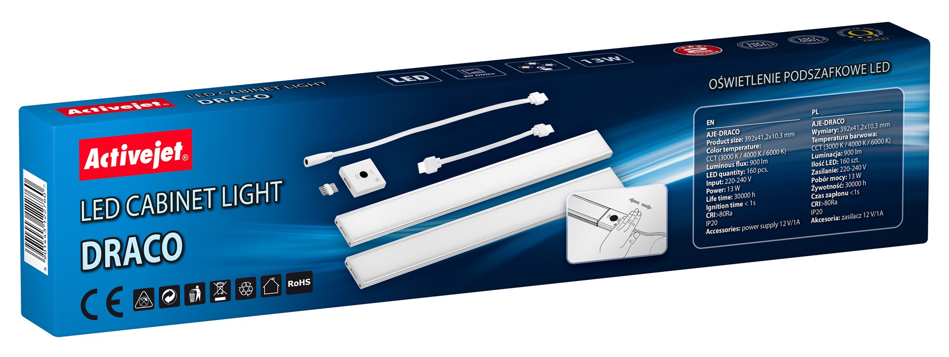 Set llamba LED Activejet AJE-DRACO, nënshtrëse, të bardha