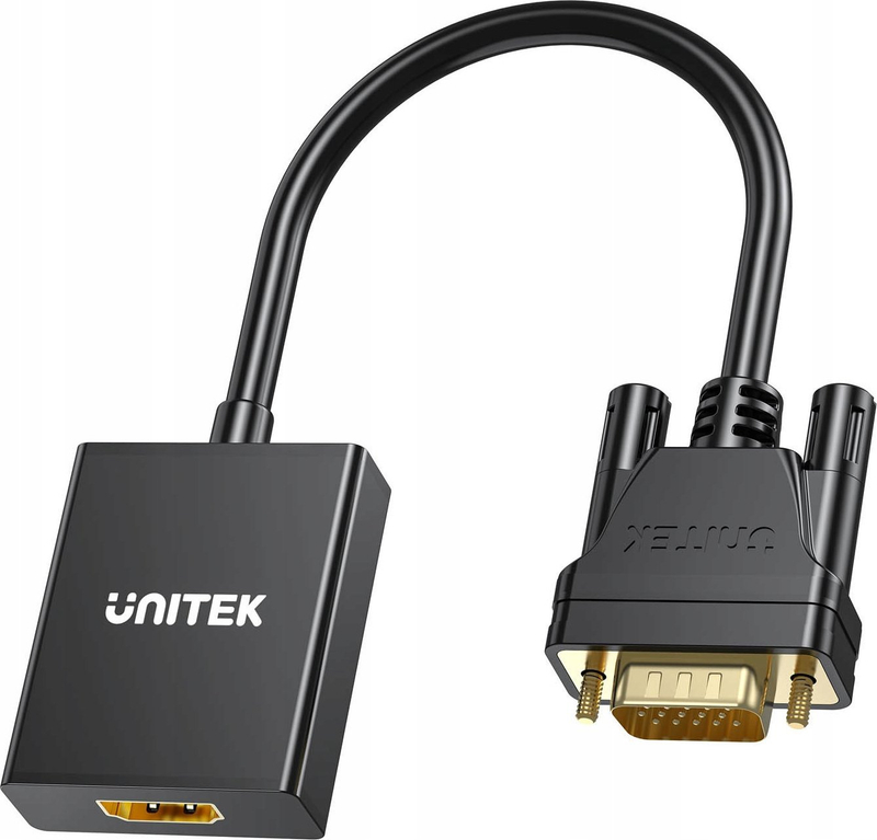 Adapter Unitek VGA në HDMI, Full HD, 15cm, i zi