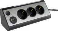 Prizë zgjatuese REV Light Socket, 3 dalje, 2x USB, e bardhë