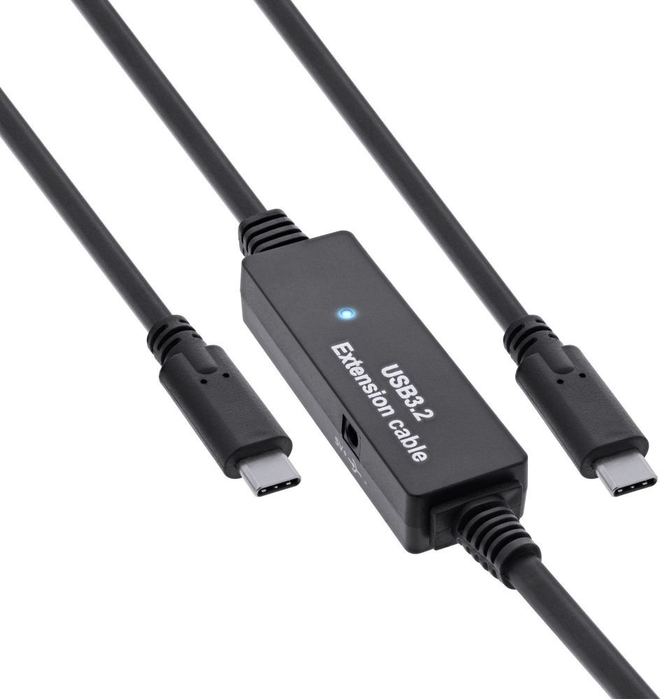 Активен кабел USB InLine USB 3.2 Gen1, USB C во USB C, 15m, црн