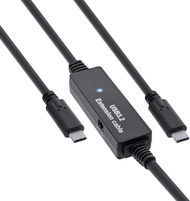 Активен кабел USB InLine USB 3.2 Gen1, USB C во USB C, 15m, црн