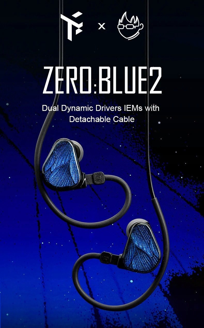 Kufje në vesh TRUTHEAR X Crinacle Zero BLUE2, dy drajvera dinamikë, kabëll i shkëputshëm 3.5mm, blu