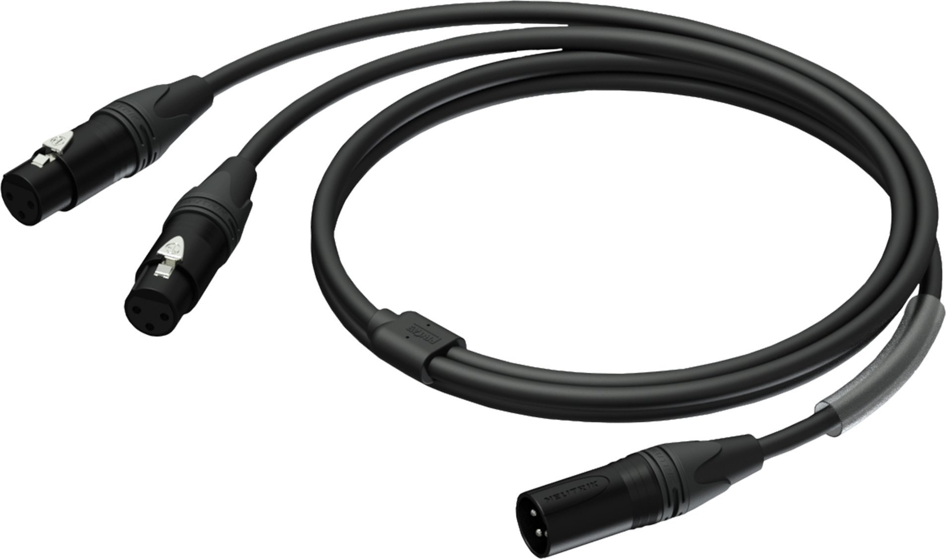 Kabllo audio Procab PRA736, XLR mashkull në 2x XLR femër, 1.5m, i zi