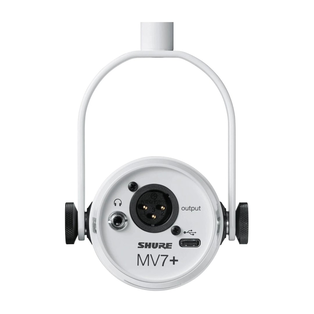 Mikrofon dinamik Shure MV7 Plus, USB C, XLR, i bardhë