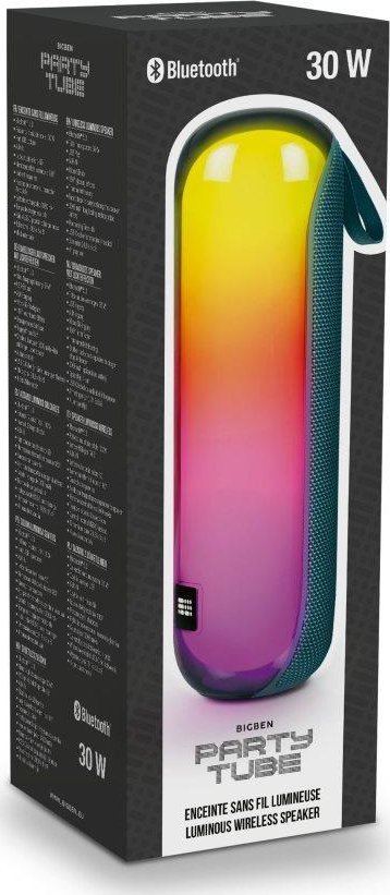 Kutizë zanore Bigben PARTY Tube, 30W, Bluetooth 5.3, me drita LED shumëngjyrëshe