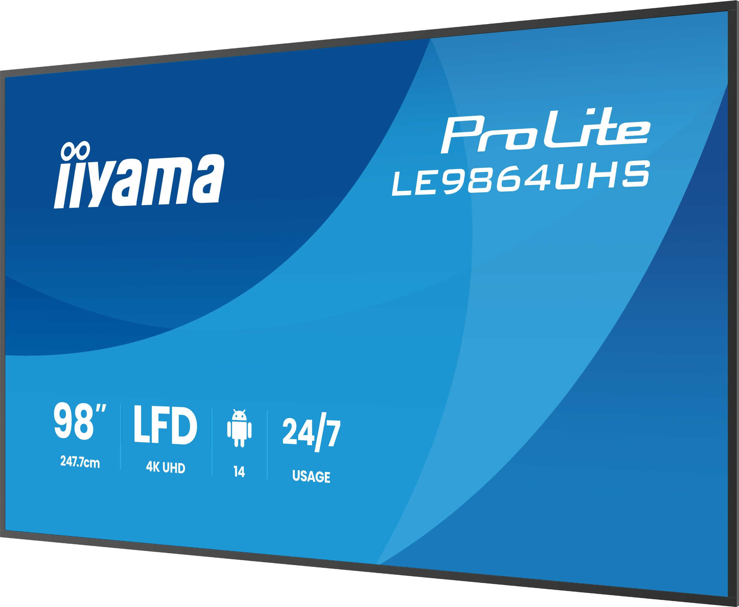 Екран за дигитално сигнализирање Iiyama LE9864UHS-B1AG, 98\", 4K Ultra HD, 500 cd/m², црн