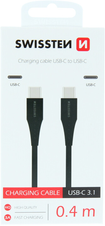[OUTLET] Kabllo SWISSTEN, USB-C në USB-C, M/M, 0.4m, e zezë