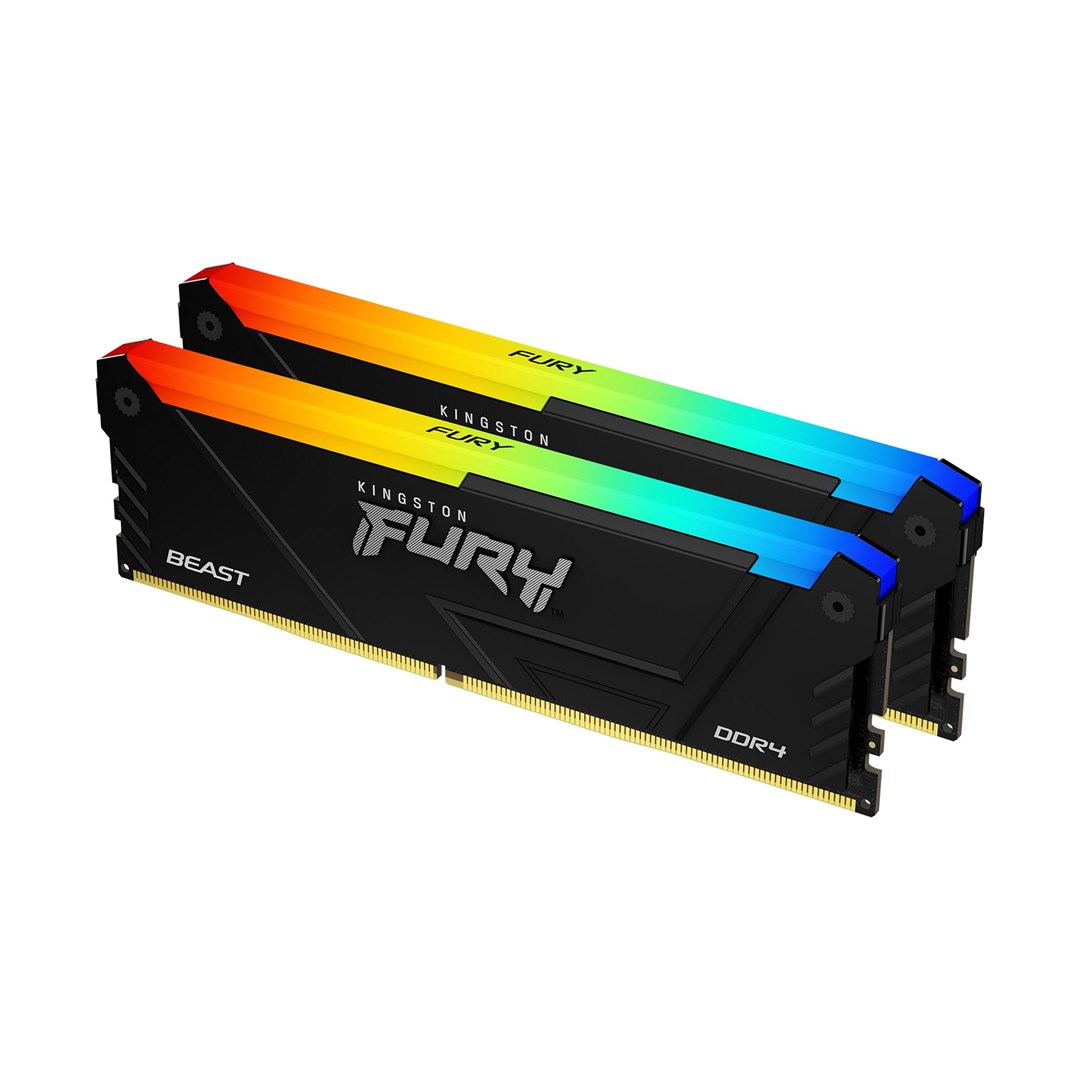Memorie RAM Kingston Fury Beast RGB, 16GB, DDR4, 3600MT/s, DIMM, e zezë