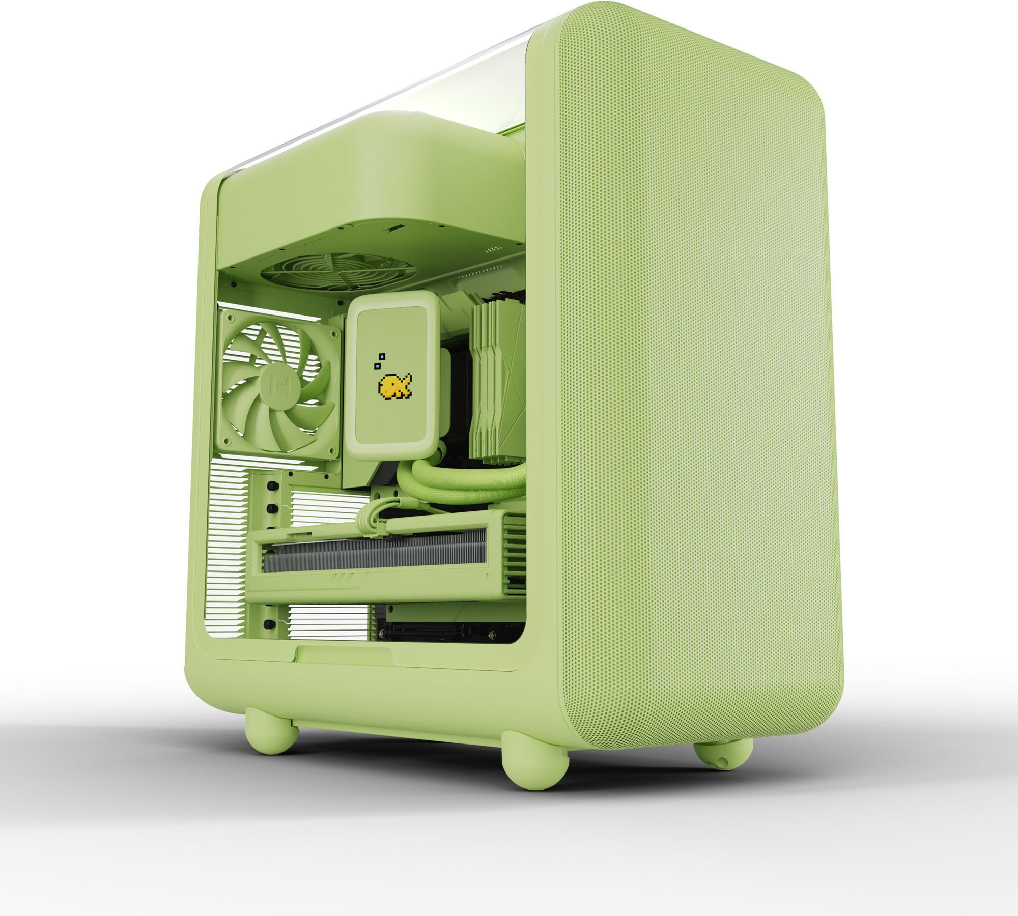 Kase kompjuteri HYTE X50 Mid Tower ATX, xham i temperuar, ftohje me rrjetë, jeshile Matcha Milk