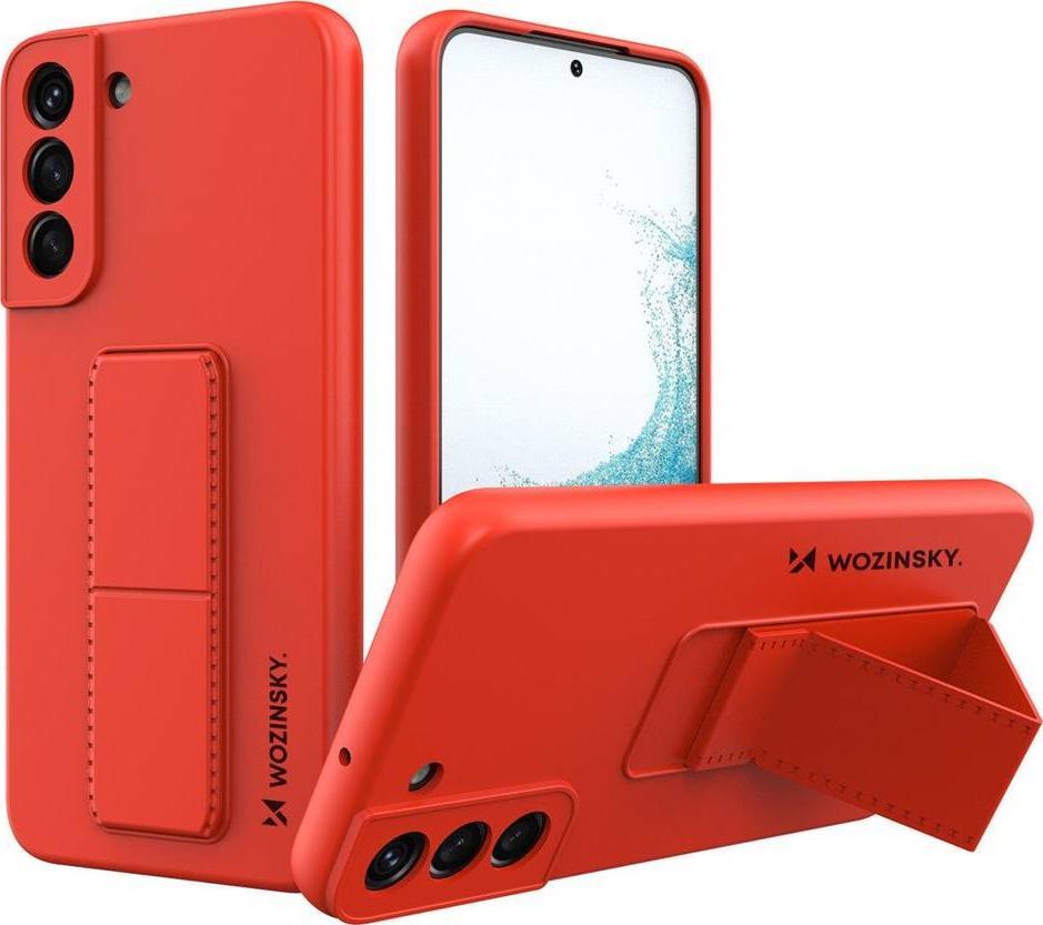 Mbulesë silikoni Wozinsky Kickstand Case për Samsung Galaxy S22+, me qëndrim, e kuqe