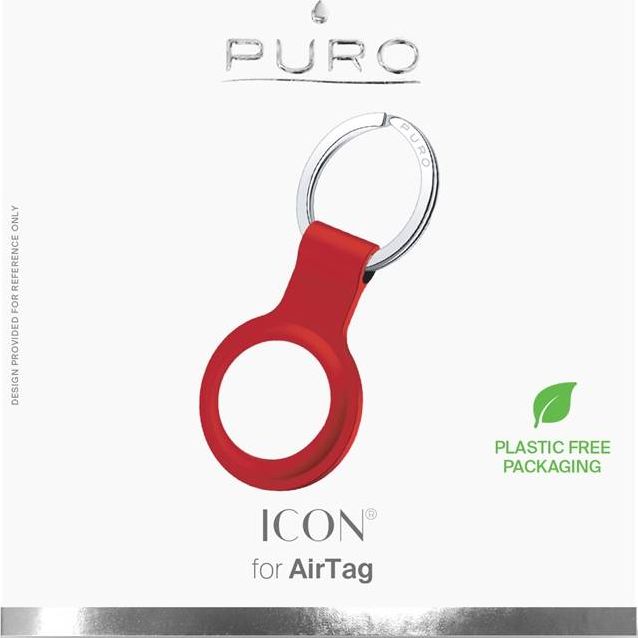 Mbajtëse silikoni Puro ICON për Apple AirTag, me varëse çelësash, e kuqe