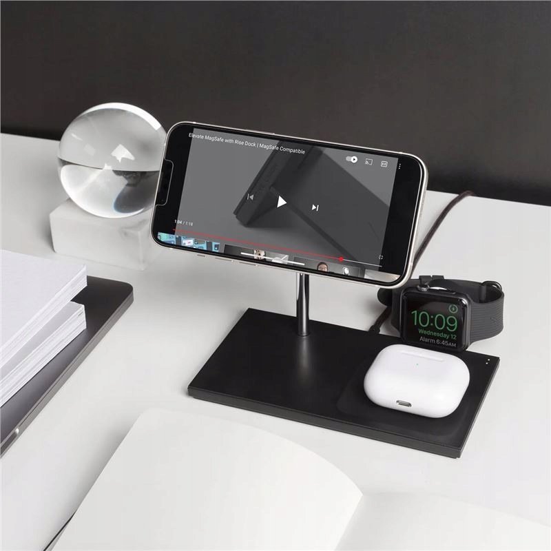 Karikues 3 në 1 wireless Native Union Snap, magnetik, për iPhone AirPods Apple Watch, i zi