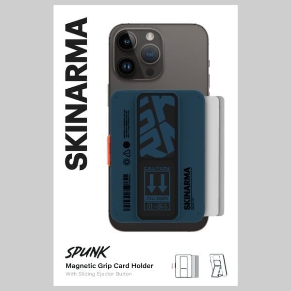 Mbajtëse karte magnetike Skinarma SPUNK, me GripStand, blu