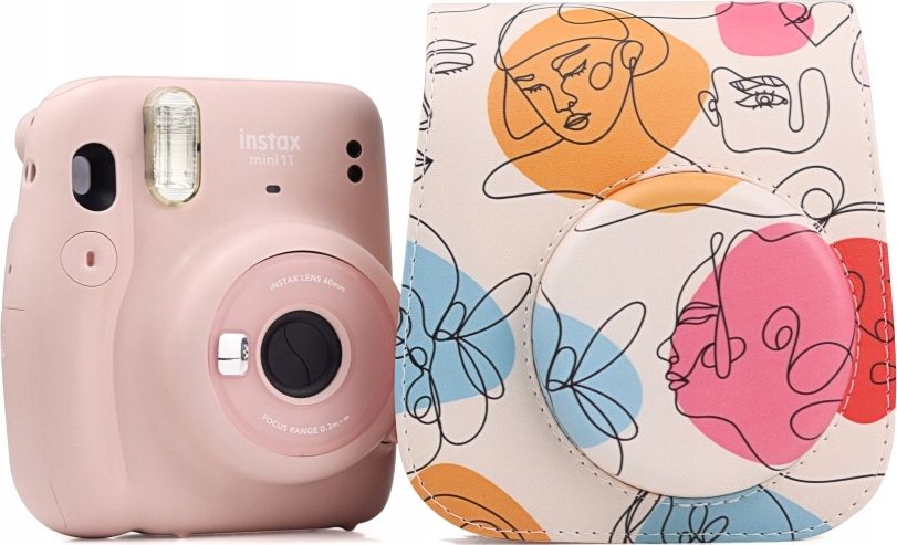 Këllëf LoveInstant për Fujifilm Instax Mini 11 Line Art, lëkurë eko, me rrip, ngjyrë krem