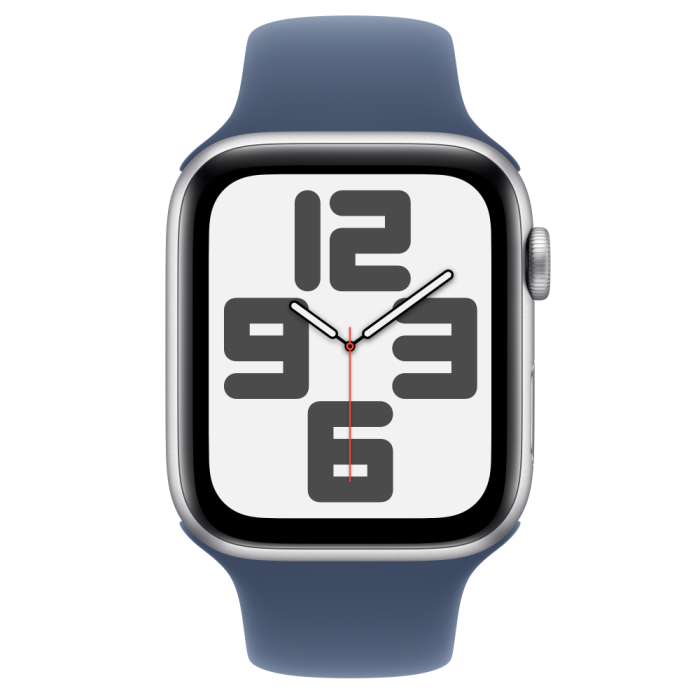 Apple Watch SE2 v3 GPS, 44mm, Silver Aluminum Case with Denim Sport Band, M/L