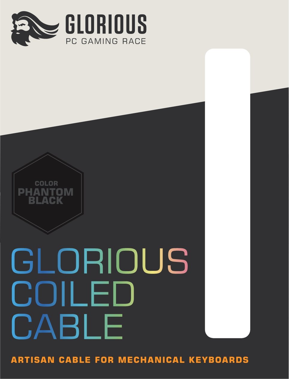 Kabllo USB Glorious GLO-CBL-COIL, USB-A në USB-C, 1.36m, e zezë