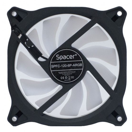Ventilator kasë Spacer SPFC-120-6P-ARGB, 120mm, ARGB, i zi