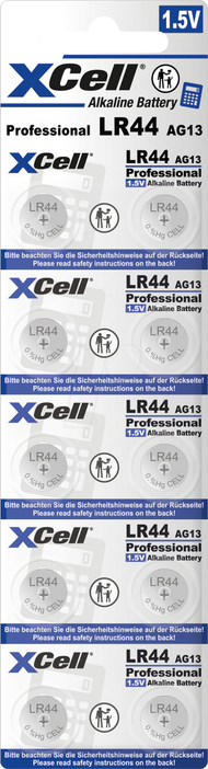 Bateri buton XCell LR44, 1.5V, set 10 copë, alkaline mangan