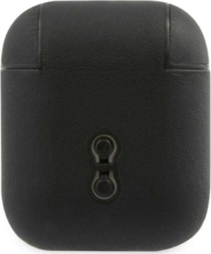 Mbulesë BMW Leather Signature Collection për AirPods 1/2, lëkurë PU, me logo metalike, e zezë