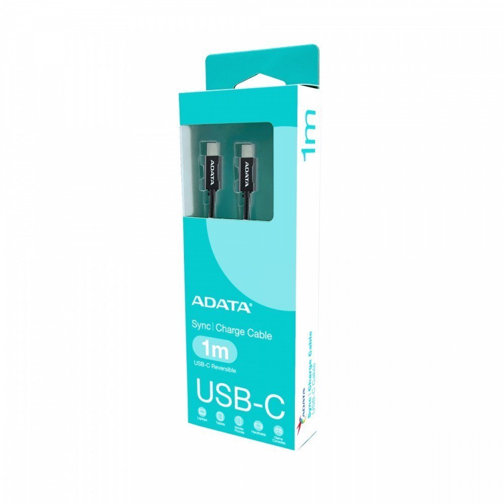 Kабел USB ADATA CACC-100PN-BK, USB-C во USB-C, 1m, 100W, црна