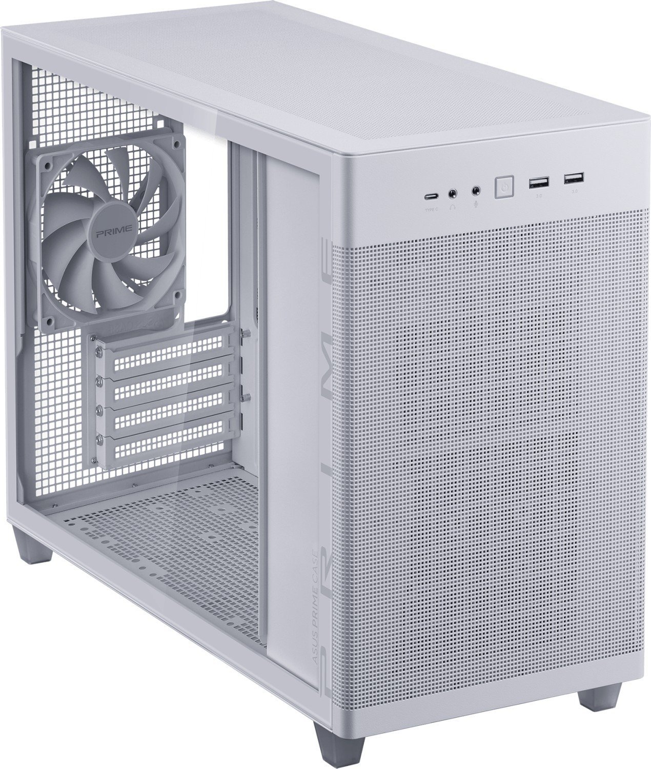 Kasa kompjuteri ASUS PRIME AP201, Small Tower, xham i temperuar, e bardhë