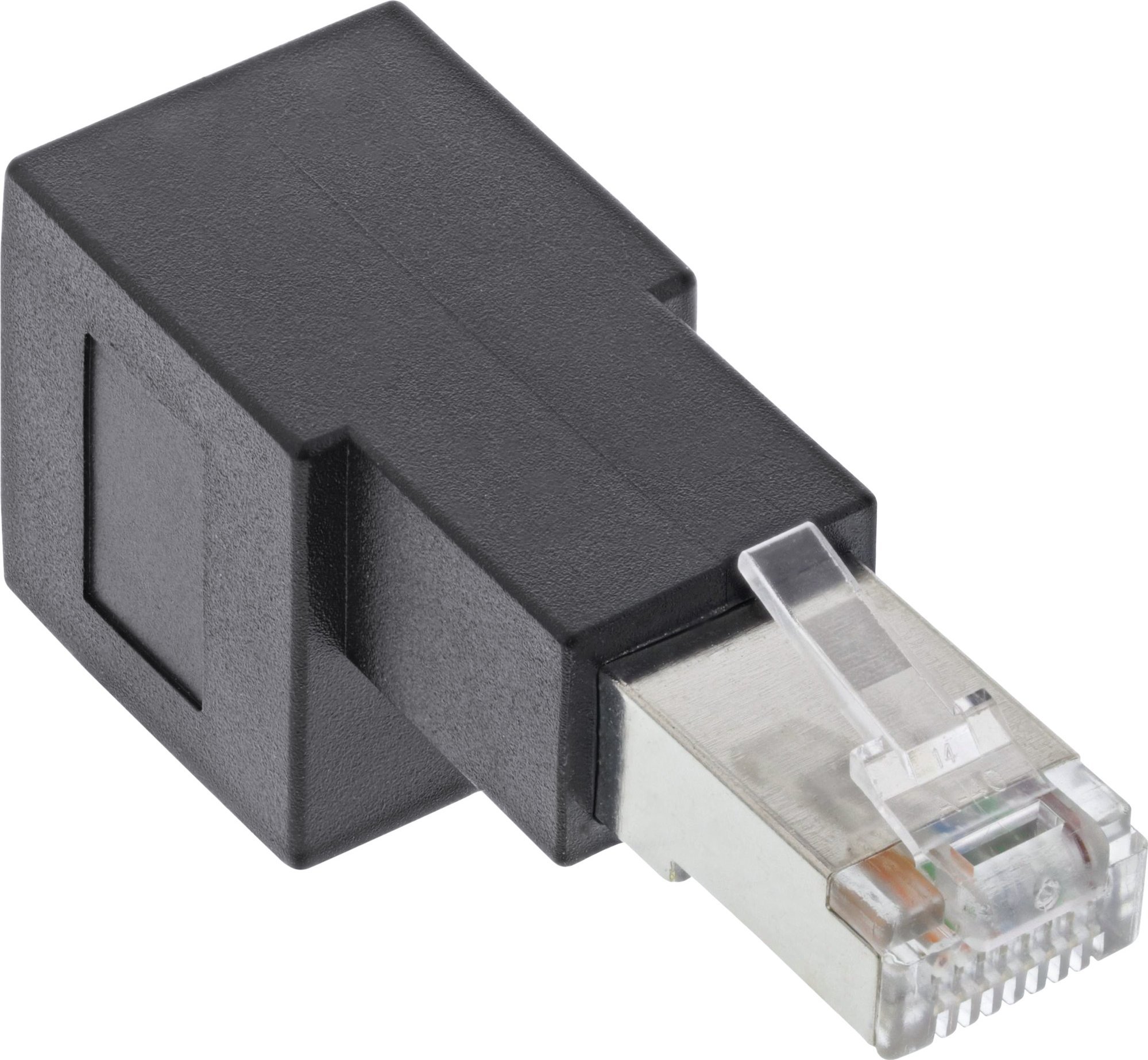 Adapter rrjeti InLine Patch Cord Cat.6A, RJ45 mashkull femër, kënd 90°