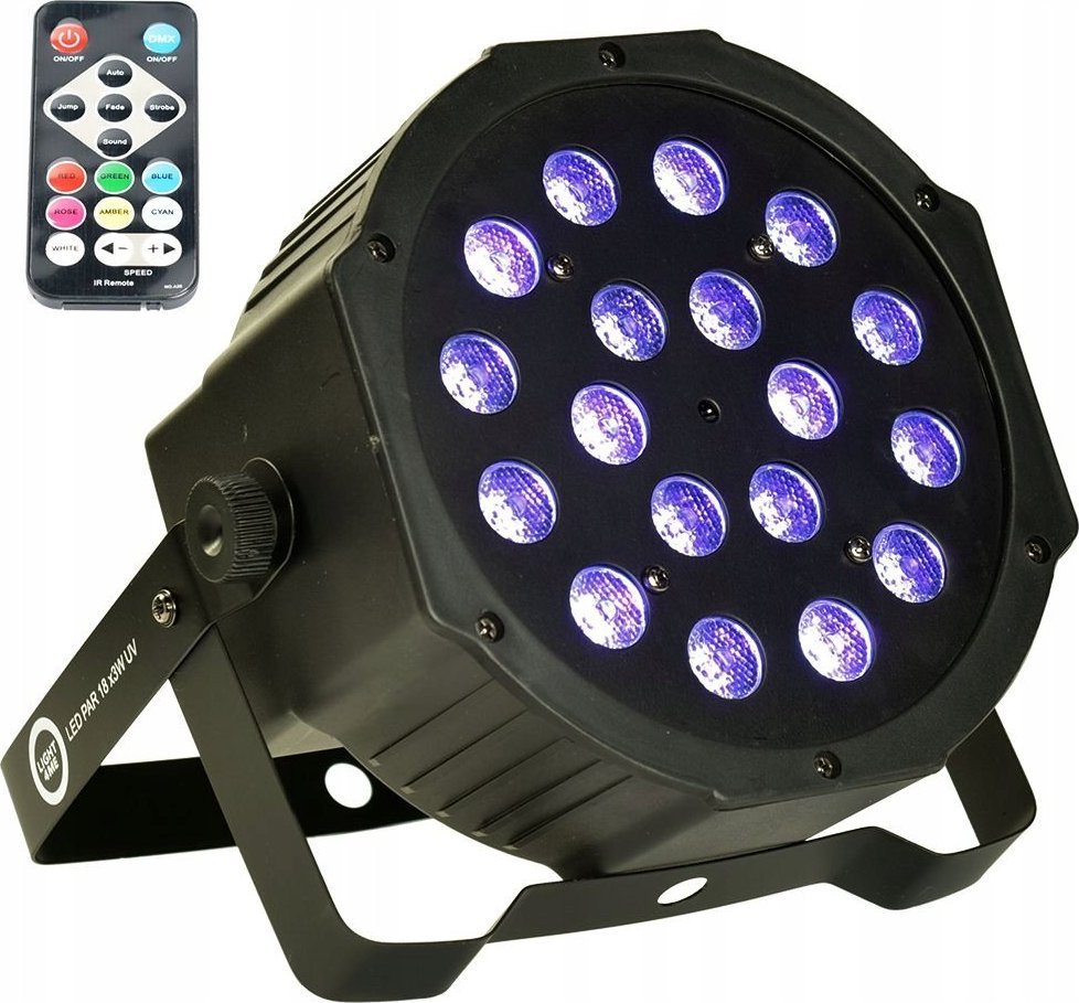 Reflektor skenik Light4Me LED Par, 18x3W UV, i zi