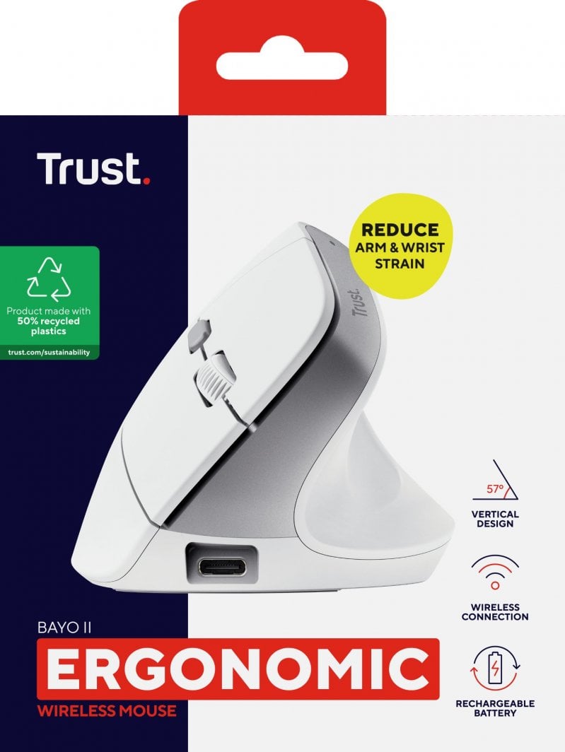 Глушец Trust Bayo, wireless, USB, бело