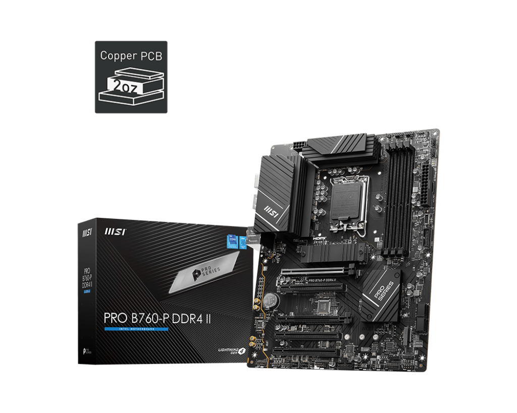 Pllakë amë MSI PRO B760-P DDR4 II, ATX, LGA1700, e zezë