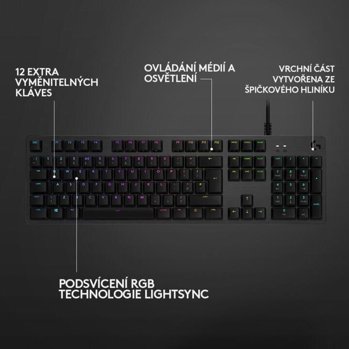 Tastierë Logitech G512 Carbon, GX Brown, CZ/SK