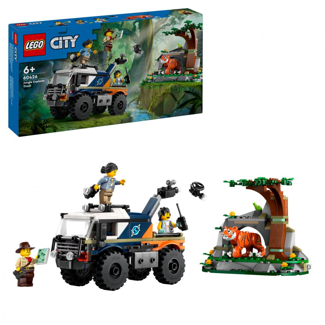 Lodër ndërtimi LEGO City Jungle Explorer Off Road Truck, set safari, për fëmijë, shumëngjyrësh