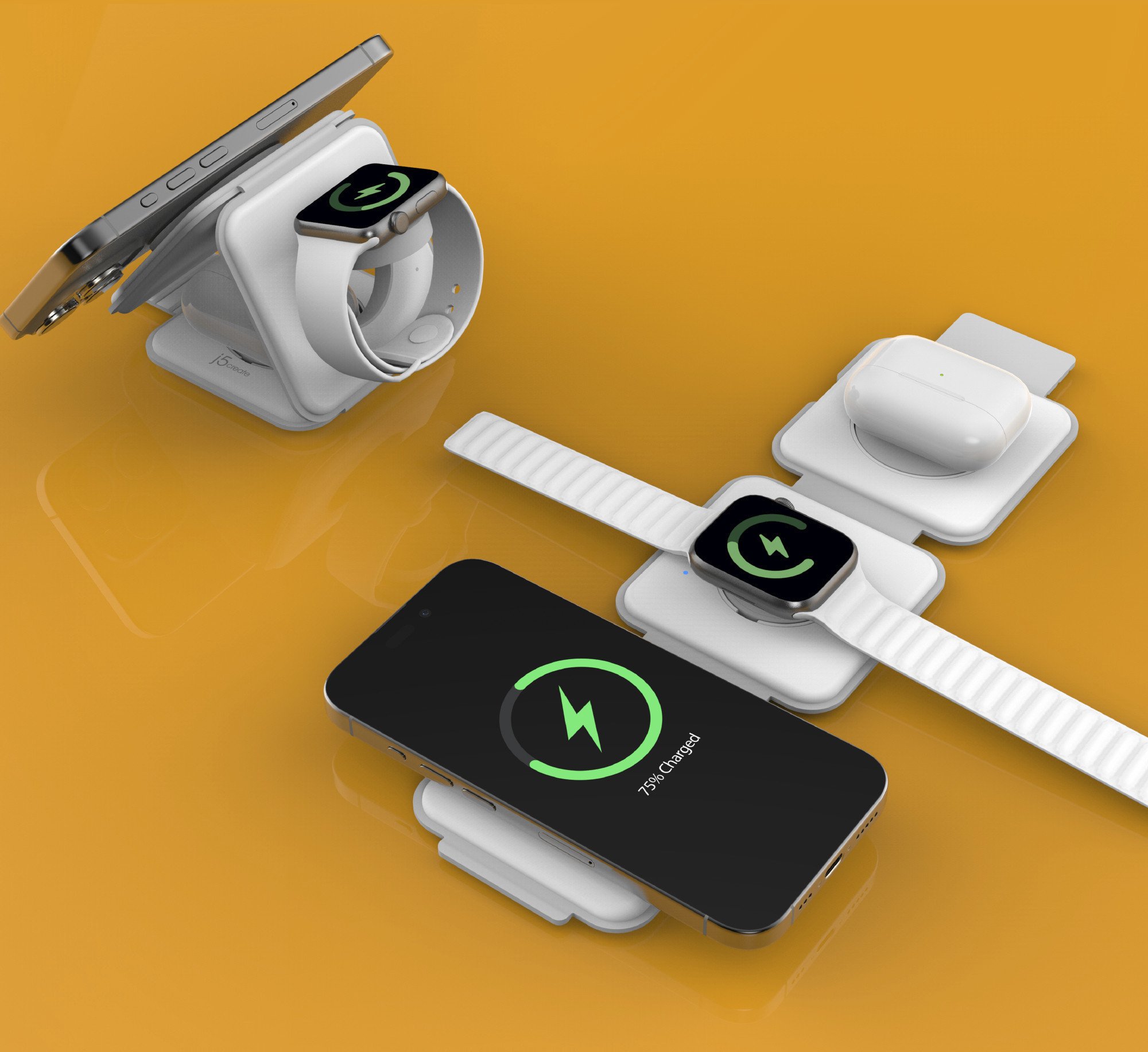 Stacion karikues wireless J5create Qi2 3 in 1 Magnetic Travel, 15W, palosës, i zi